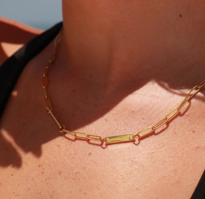 Individualisierbare Paperclipkette Gold
