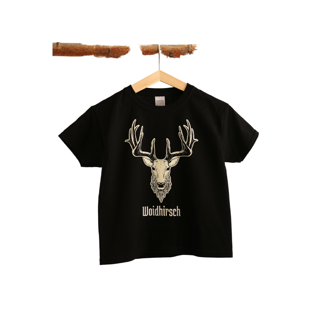 Kinder Shirt Woidhirsch schwarz