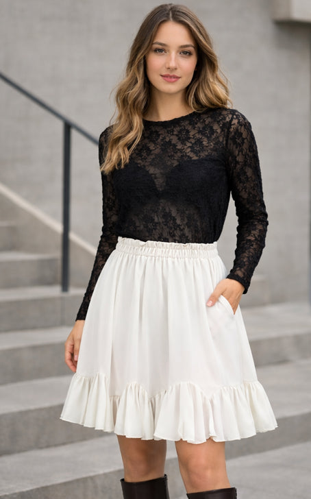 Blouson-Rock mit Volantsaum