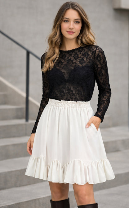 Blouson-Rock mit Volantsaum