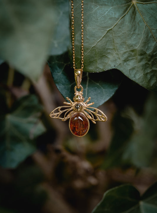 Vergoldete Bernsteinkette Biene