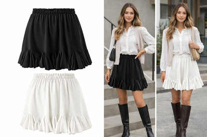 Blouson-Rock mit Volantsaum