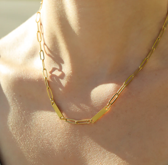 Individualisierbare Paperclipkette Gold
