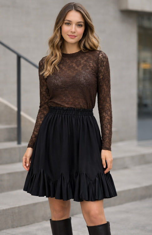 Blouson-Rock mit Volantsaum