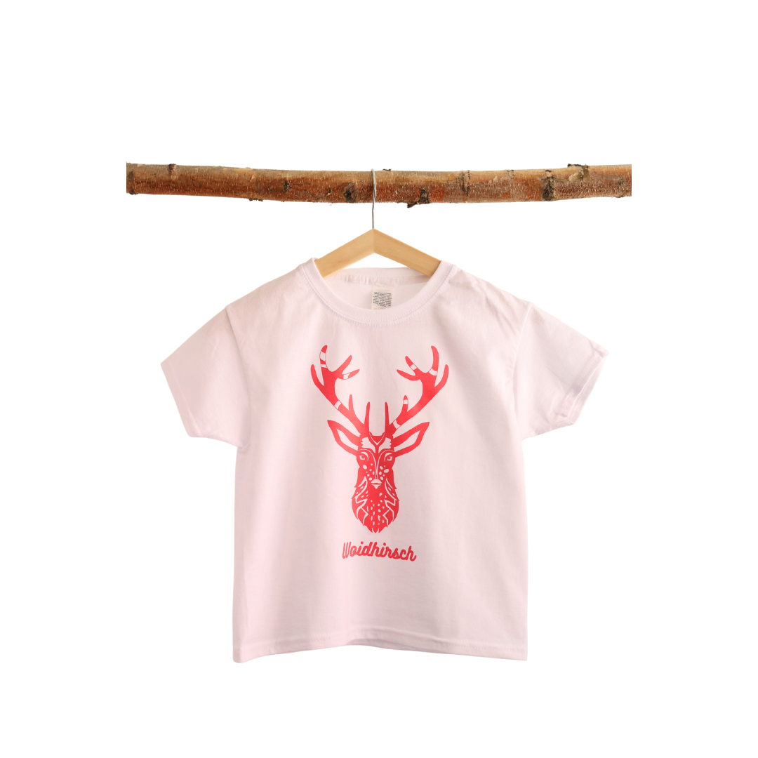 Kinder Shirt Woidhirsch weiß